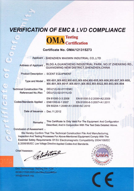 Chine Shenzhen Maxwin Industrial Co., Ltd. certifications